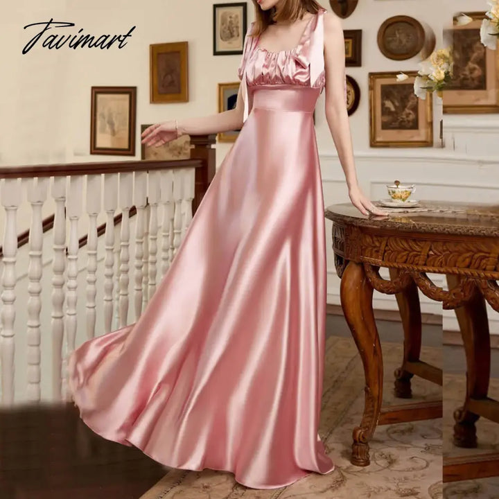 Tavimart New Gorgeous Ball Gown Sweetheart Pink Sparkle Satin Prom Dresses Elegant Burgundy Lady