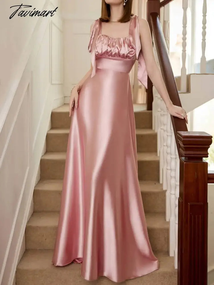 Tavimart New Gorgeous Ball Gown Sweetheart Pink Sparkle Satin Prom Dresses Elegant Burgundy Lady