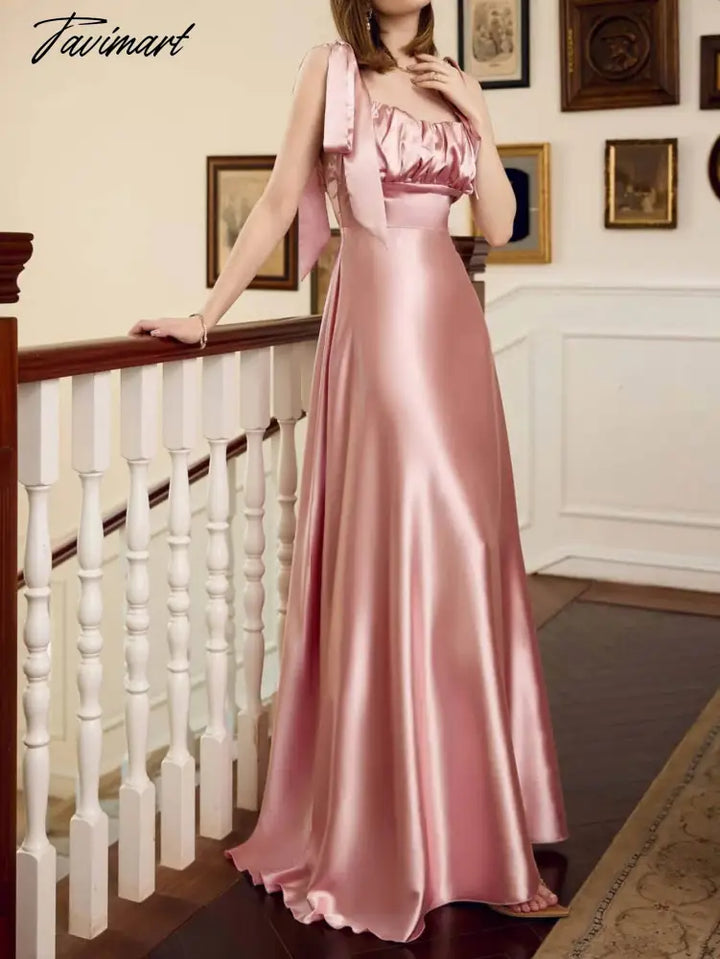 Tavimart New Gorgeous Ball Gown Sweetheart Pink Sparkle Satin Prom Dresses Elegant Burgundy Lady