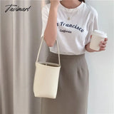 Tavimart New Popular Trendy Bucket Bags For Women 2024 Solid All Match Pu Shoulder Bag Fashion