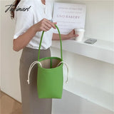Tavimart New Popular Trendy Bucket Bags For Women 2024 Solid All Match Pu Shoulder Bag Fashion