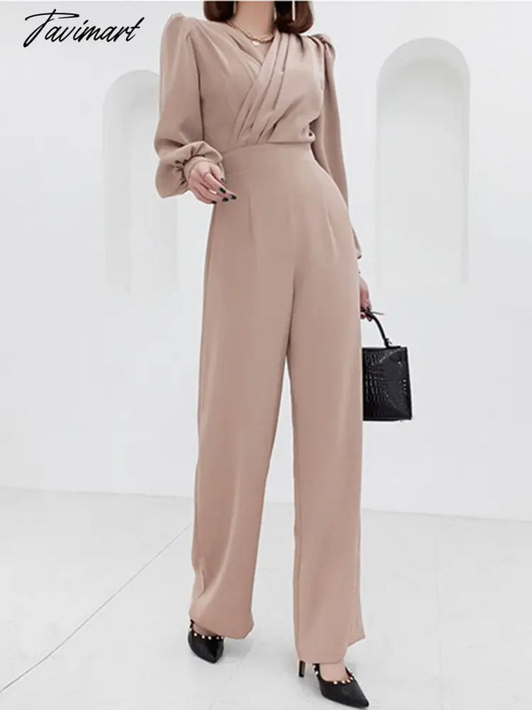 Tavimart New Spring Summer Women Casual Wide Leg Pant Jumpsuits Female Fashion Elegant Office Lady