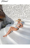 Tavimart New Swimsuit Light Luxury Sequins Split Bikini High Waist Lace Sexy Ins Beach Vacation