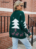 Tavimart New Winter Christmas Trees Print Tops Vintage Long Sleeve Women’s Round Neck Pullover