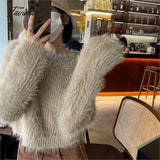 Tavimart New Winter Mohair Sweater Faux Mink Cashmere Short Pullover Knitted Sweater Women Y2K