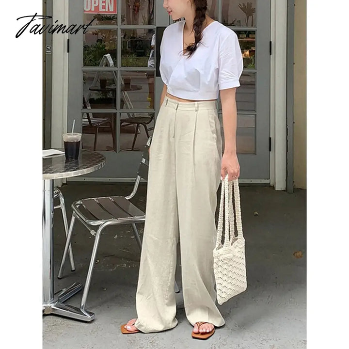 Tavimart Newly Summer Woman Pants Casual Loose High Waist Wide Leg Streetwear Ol Trousers