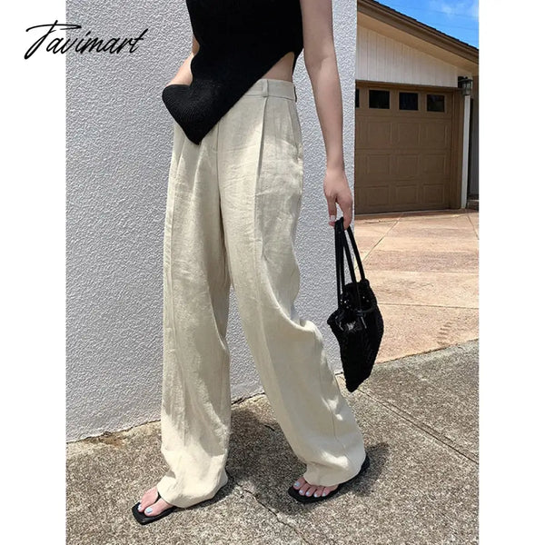 Tavimart Newly Summer Woman Pants Casual Loose High Waist Wide Leg Streetwear Ol Trousers