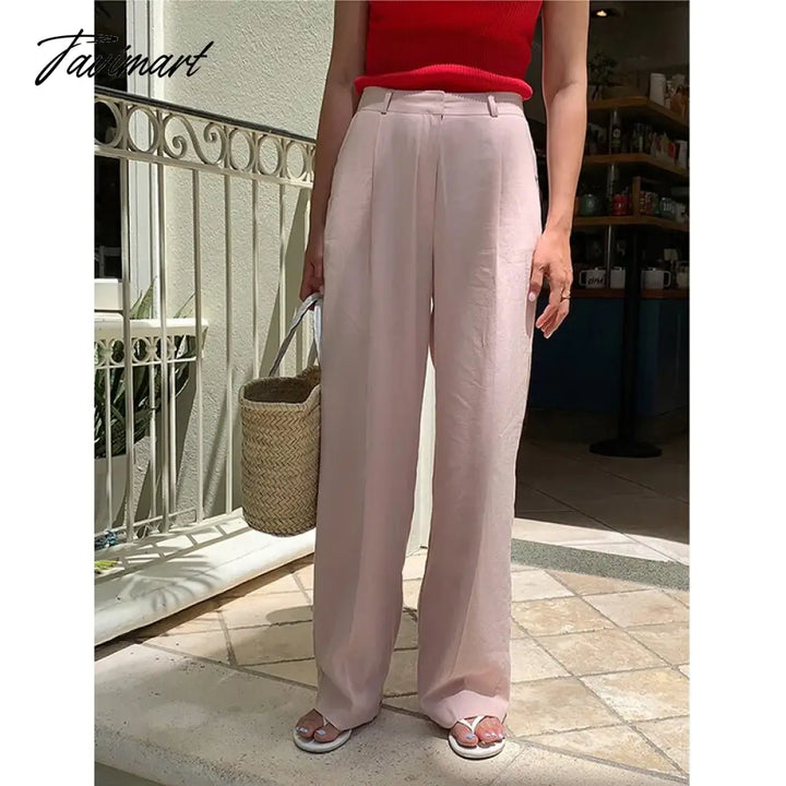 Tavimart Newly Summer Woman Pants Casual Loose High Waist Wide Leg Streetwear Ol Trousers