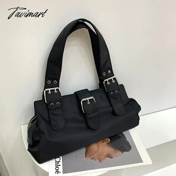 Tavimart Nylon Casual Purses And Handbags Black White Handheld Shoulder Ladies Hand Bags New