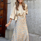Tavimart Office Lady Fashion Commute Skirt With Blouses New Elegant Boho Party Skirts Autumn Casual