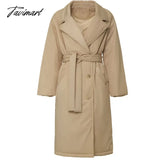 Tavimart Oversized Long Down Jacket Female Winter Quilted Windbreakers Thick Cotton Padded Parkas