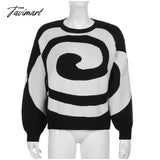 Tavimart Paisley Pattern Women’s Sweater O - Neck Pullover Long Sleeve Knitted Female Sweaters