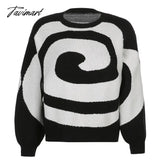Tavimart Paisley Pattern Women’s Sweater O - Neck Pullover Long Sleeve Knitted Female Sweaters