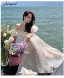 Tavimart Party Summer Dresses Flowy Vintage Prom Elbise Chic Holiday Beach Boho Vestidos Fashion