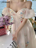 Tavimart Party Summer Dresses Flowy Vintage Prom Elbise Chic Holiday Beach Boho Vestidos Fashion