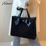 Tavimart Patchwork High - Capacity Totes For Women Sweet Bow Shoulder Bags Simple Solid Office Lady