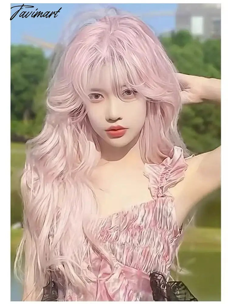 TAVIMART Pink Long Curly Hair Big Wave Cos Universal Light Girl Loli tavimart