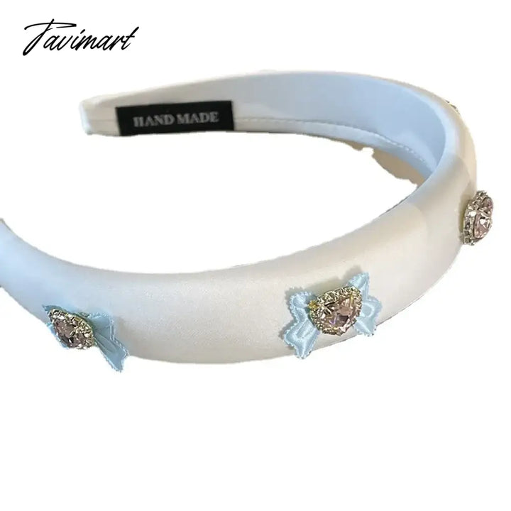 Tavimart - Princess Sparking Zirconium Bow Hairhoop Women’s Blue Hairpin Internet Hot New Face