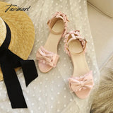 Tavimart - Princess Style Cute Bowknot Wavy Edge Women’s Sandals Low-Heel Breathable Lace Sweet