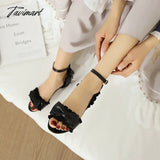 Tavimart - Princess Style Cute Bowknot Wavy Edge Women’s Sandals Low-Heel Breathable Lace Sweet
