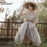Tavimart Princess Tea Party Sweet Lolita Dress Vintage Lace Bowknot High Waist Victorian Kawaii
