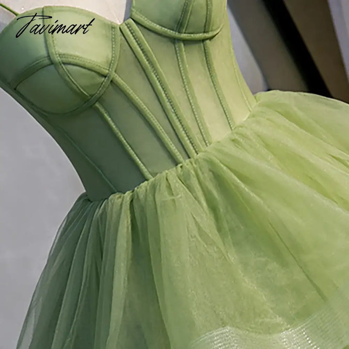 Tavimart - Princess Tiered Tulle Tutu Birthday Graduation Dress Custom Made Corset Spaghetti Straps