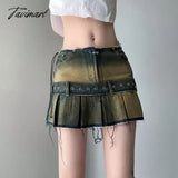 Tavimart - Punk Low Y2K Mini Pleated Skirt 2024 Autumn Hot Sexy Dress Vintage Grunge 2000 Women’s