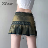 Tavimart - Punk Low Y2K Mini Pleated Skirt 2024 Autumn Hot Sexy Dress Vintage Grunge 2000 Women’s