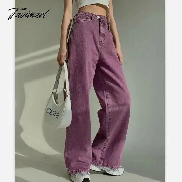 Tavimart Purple Summer Woman’s Jeans High Waist Denim Trouser Baggy Design Ladies Streetwear