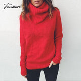 Tavimart Roupas Feminina Christmas Turtleneck Sweater Women Casual Loose Street Knit Pullover