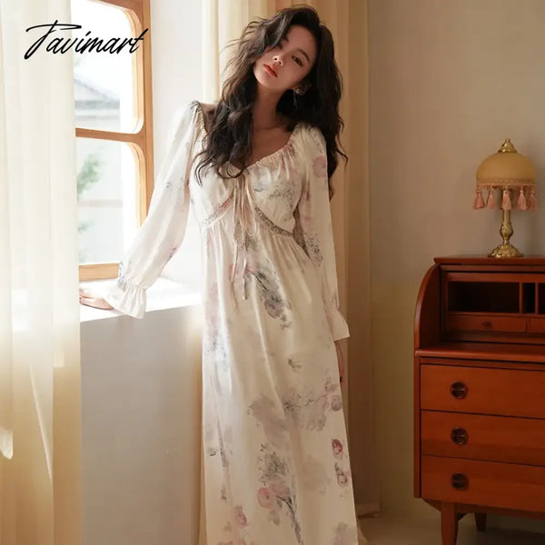 Tavimart Satin Long One - Piece Dress Gown Designer Clothes Women Luxury Sleepwear Summer Elegant