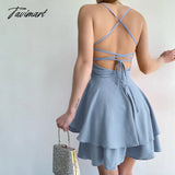 Tavimart Sexy Backless Bandage Mini Dress For Women Elegant Spaghetti Strap Party Dresses Fashion
