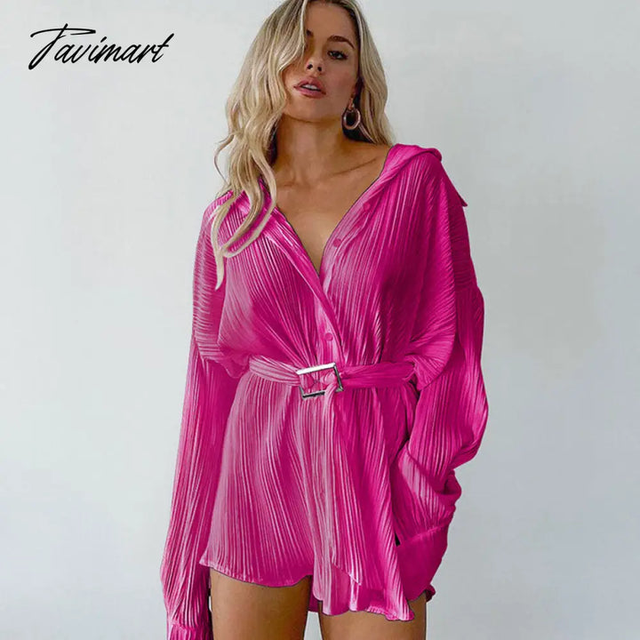 Tavimart Sexy Green Pleated Mini Dress Skinny Puff Sleeve Lace Up Hem Female Summer Lady Party Club