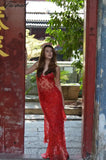 Tavimart - Sexy Red Sequin Transparent Prom Dress Clubwear Spaghetti Straps Birthday Party Evening