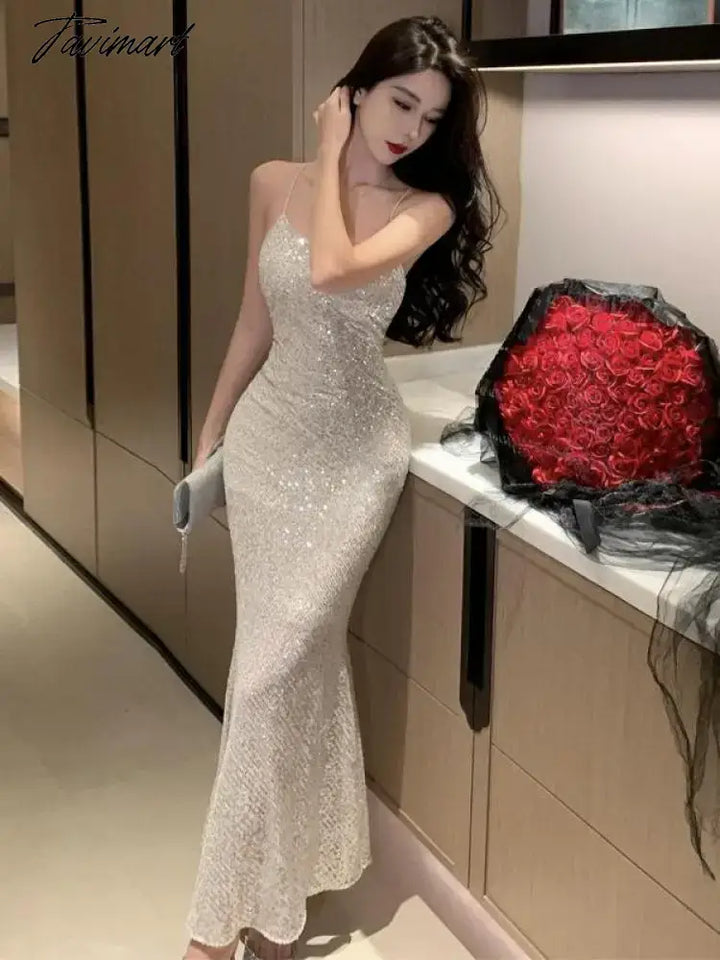 TAVIMART - Silver Sexy Club Sequin Summer Slip Dress Women Elegant Lux tavimart TAVIMART - Silver Sexy Club Sequin Summer Slip Dress Women Elegant Lux tavimart