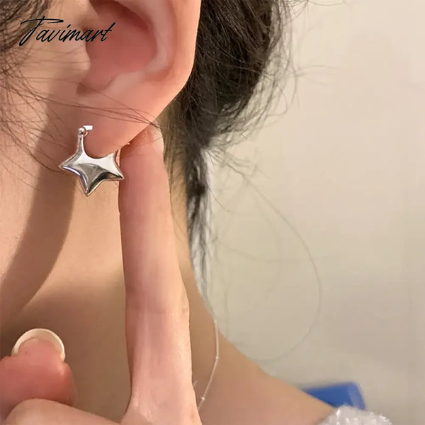 Tavimart Silver Vintage Simpe Star Earrings For Women Trendy Earring Jewelry Prevent Allergy Party