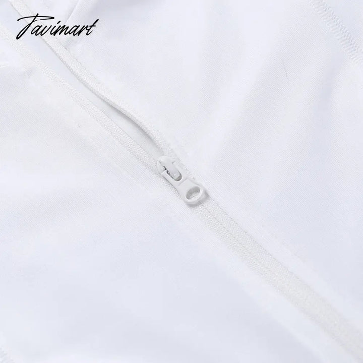 Tavimart Skinny Sport Jumpsuit Women Casual White Long Sleeve Bodycon One Pieces Sexy Club Outfits