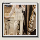 Tavimart Sleepwear Cotton Vintage Clothes Lace Pajamas Women Room Wear Pyjama Pour Femme Princess
