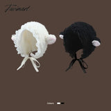 Tavimart Soft Lovely Lamb Cosplay Bucket Hat Outdoors Warm Winter Hats Fluffy Costume Gift