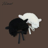 Tavimart Soft Lovely Lamb Cosplay Bucket Hat Outdoors Warm Winter Hats Fluffy Costume Gift