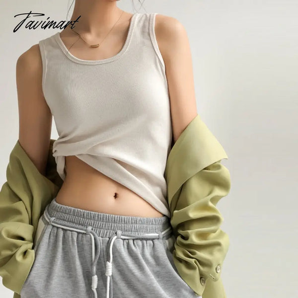 Tavimart Soft Viscose Tank Top Women Casual Solid Sleeveless Basic Bottom Shirt Streetwear Summer