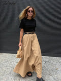 TAVIMART -  Solid Long Skirts For Women Clothing Ankle Length Faldones Para Mujer Elegant Jupe Femme Office Lady Casual Streetwear Pockets