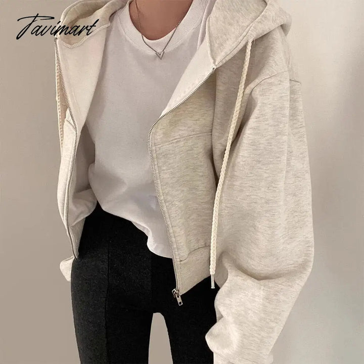 Tavimart Solid Loose Winter Clothes Women Autumn Basic Street Casual Jacket Fashion Hoodies