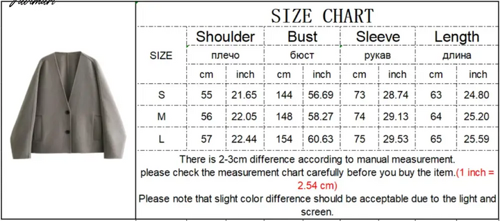 Tavimart Solid V - Neck Single Breasted Long Sleeved Jacket Women’s Fashion Casual Autumn Winter