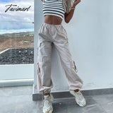 Tavimart Spring Streetwear Fashion Cool Cargo Pants Vintage Loose Pocket Female Trousers Women’s