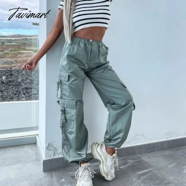 Tavimart Spring Streetwear Fashion Cool Cargo Pants Vintage Loose Pocket Female Trousers Women’s