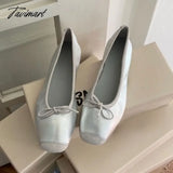 Tavimart - Square Toe Ballet Flats Mary Janes Shoes For Women Elegant Heeled Silver Loafers Summer