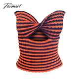 Tavimart Strapless Knitted Crop Top Women Hollow Out Summer Autumn Sleeveless Backless Sexy Y2K