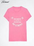 Tavimart Streetwear Cotton Women’s T Shirt Summer Letter Print Round Neck Short Sleeve Tee Shirts