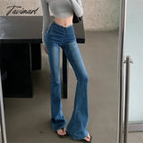 Tavimart Streetwear Drawstring Pleated Sexy Slim Jeans Women Summer New High Waist Fashion All -